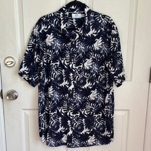 SOUTHERN TIDE Navy White Tropical Button Down Palm Print Resort Hawaiian XXL